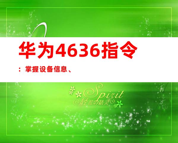 华为4636指令：掌握设备信息、调控性能的神秘密钥